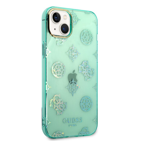 Guess Guess Coque arriere rigide pour iPhone 14 & 15 Plus - Peony Glitter - Turquoise Guess Guess Coque arriere rigide pour iPhone 14 & 15 Plus - Peony Glitter - Turquoise