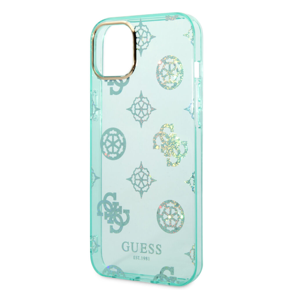 Guess Guess Coque arriere rigide pour iPhone 14 & 15 Plus - Peony Glitter - Turquoise Guess Guess Coque arriere rigide pour iPhone 14 & 15 Plus - Peony Glitter - Turquoise