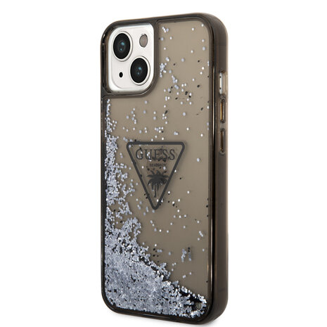 Guess Guess iPhone 14 & 15 Plus Hardcase Backcover - Liquid Glitter - Translucent - Black Guess Guess iPhone 14 & 15 Plus Hardcase Backcover - Liquid Glitter - Translucent - Black