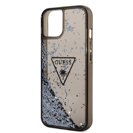 Guess Guess iPhone 14 & 15 Plus Hardcase Backcover - Liquid Glitter - Translucent - Black Guess Guess iPhone 14 & 15 Plus Hardcase Backcover - Liquid Glitter - Translucent - Black