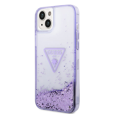 Guess Guess TPU Liquid Glitter Translucent Hardcase Hoesje voor Apple iPhone 14 & 15 Plus - Paars Guess Guess TPU Liquid Glitter Translucent Hardcase Hoesje voor Apple iPhone 14 & 15 Plus - Paars