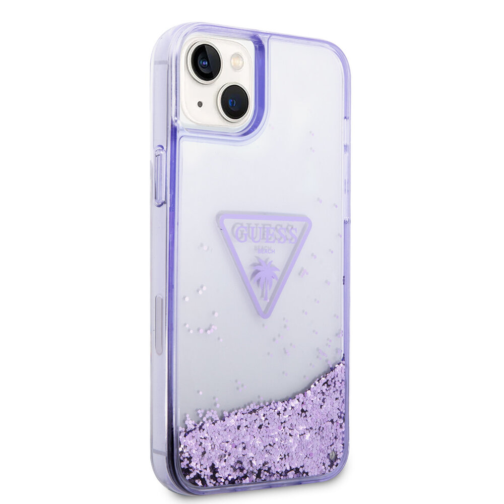 Guess Guess iPhone 14 & 15 Plus Hardcase Backcover - Liquid Glitter - Translucent - Purple Guess Guess iPhone 14 & 15 Plus Hardcase Backcover - Liquid Glitter - Translucent - Purple