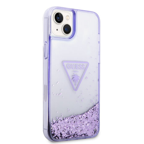 Guess Guess TPU Liquid Glitter Translucent Hardcase Hoesje voor Apple iPhone 14 & 15 Plus - Paars Guess Guess TPU Liquid Glitter Translucent Hardcase Hoesje voor Apple iPhone 14 & 15 Plus - Paars