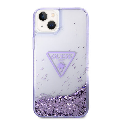 Guess Guess TPU Liquid Glitter Translucent Hardcase Hoesje voor Apple iPhone 14 & 15 Plus - Paars Guess Guess TPU Liquid Glitter Translucent Hardcase Hoesje voor Apple iPhone 14 & 15 Plus - Paars