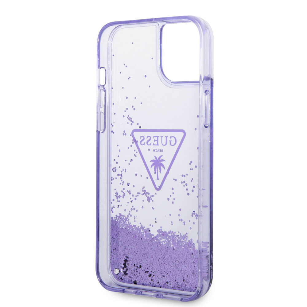 Guess Guess TPU Liquid Glitter Translucent Hardcase Hoesje voor Apple iPhone 14 & 15 Plus - Paars Guess Guess TPU Liquid Glitter Translucent Hardcase Hoesje voor Apple iPhone 14 & 15 Plus - Paars