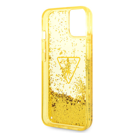 Guess Guess iPhone 14 & 15 Plus Hardcase Backcover - Liquid Glitter - Translucent - Yellow Guess Guess iPhone 14 & 15 Plus Hardcase Backcover - Liquid Glitter - Translucent - Yellow