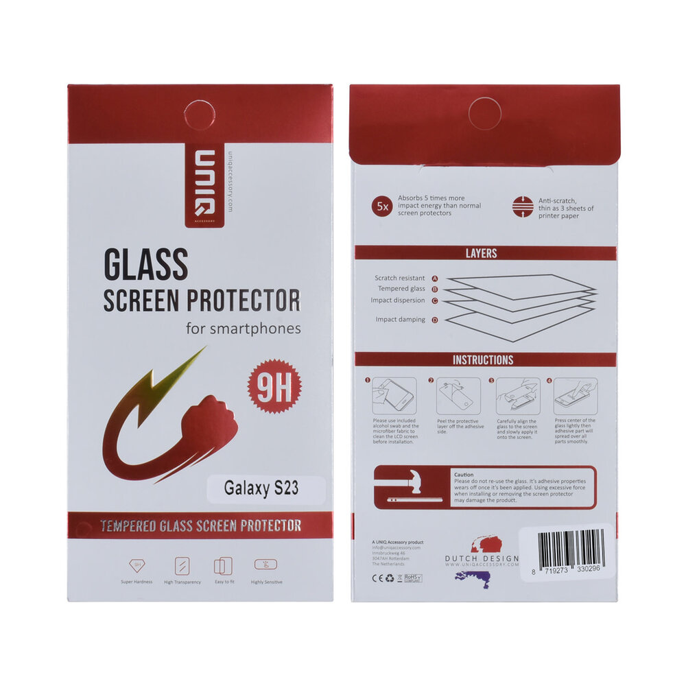 TUNIQ box of 10 - TUNIQ Galaxy S23 Screenprotector - Transparant TUNIQ box of 10 - TUNIQ Galaxy S23 Screenprotector - Transparant