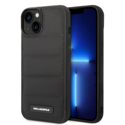 Karl Lagerfeld iPhone 14 & 15 Plus Hardcase-Ruckseite - Puffy Elongated - Nylon - Schwarz
