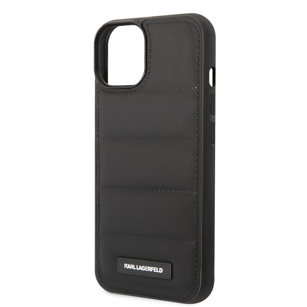 Karl Lagerfeld Karl Lagerfeld iPhone 14 & 15 Plus Hardcase Backcover - Puffy Elongated - Nylon - Zwart Karl Lagerfeld Karl Lagerfeld iPhone 14 & 15 Plus Hardcase Backcover - Puffy Elongated - Nylon - Zwart