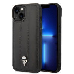 Karl Lagerfeld iPhone 14 & 15 Plus Hardcase-Ruckseite - Puffy Ikonik Pin - Nylon - Schwarz