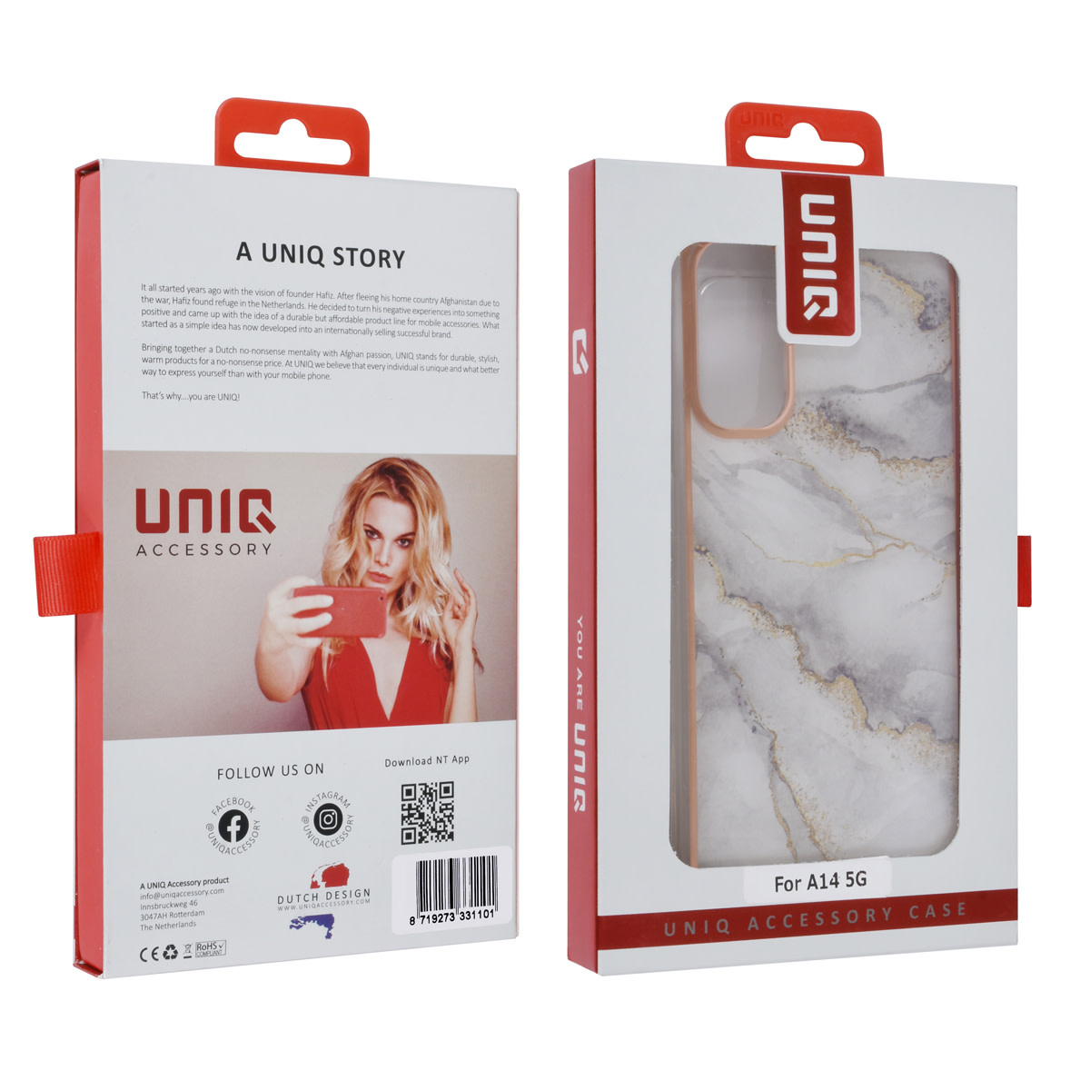 UNIQ Accessory UNIQ Accessory Galaxy A14 5G TPU Backcover - Marble White, foto 4 van 4