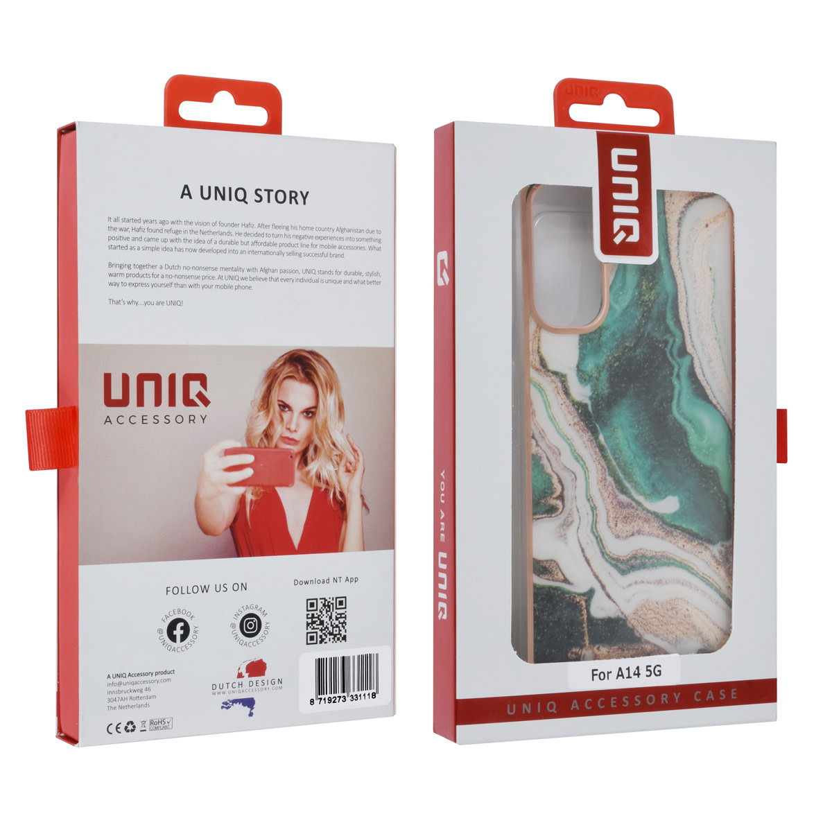 UNIQ Accessory UNIQ Accessory Galaxy A14 5G TPU Backcover - Marble Green, foto 4 van 4