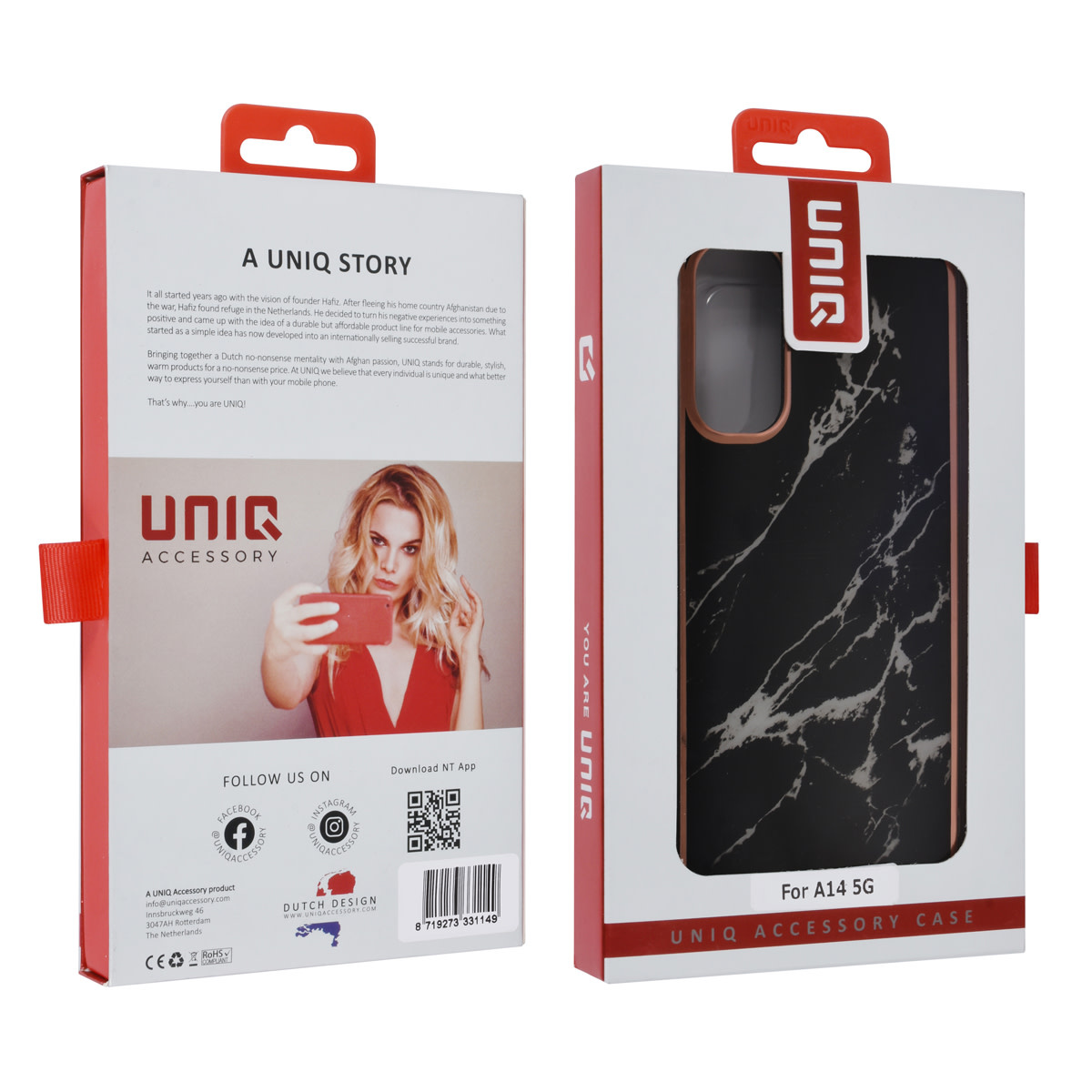 UNIQ Accessory UNIQ Accessory Galaxy A14 5G TPU Backcover - Marble Black, foto 4 van 4
