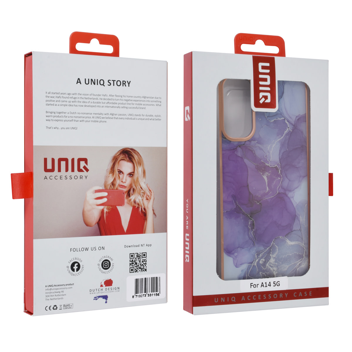 UNIQ Accessory UNIQ Accessory Galaxy A14 5G TPU Backcover - Marble Purple, foto 4 van 4