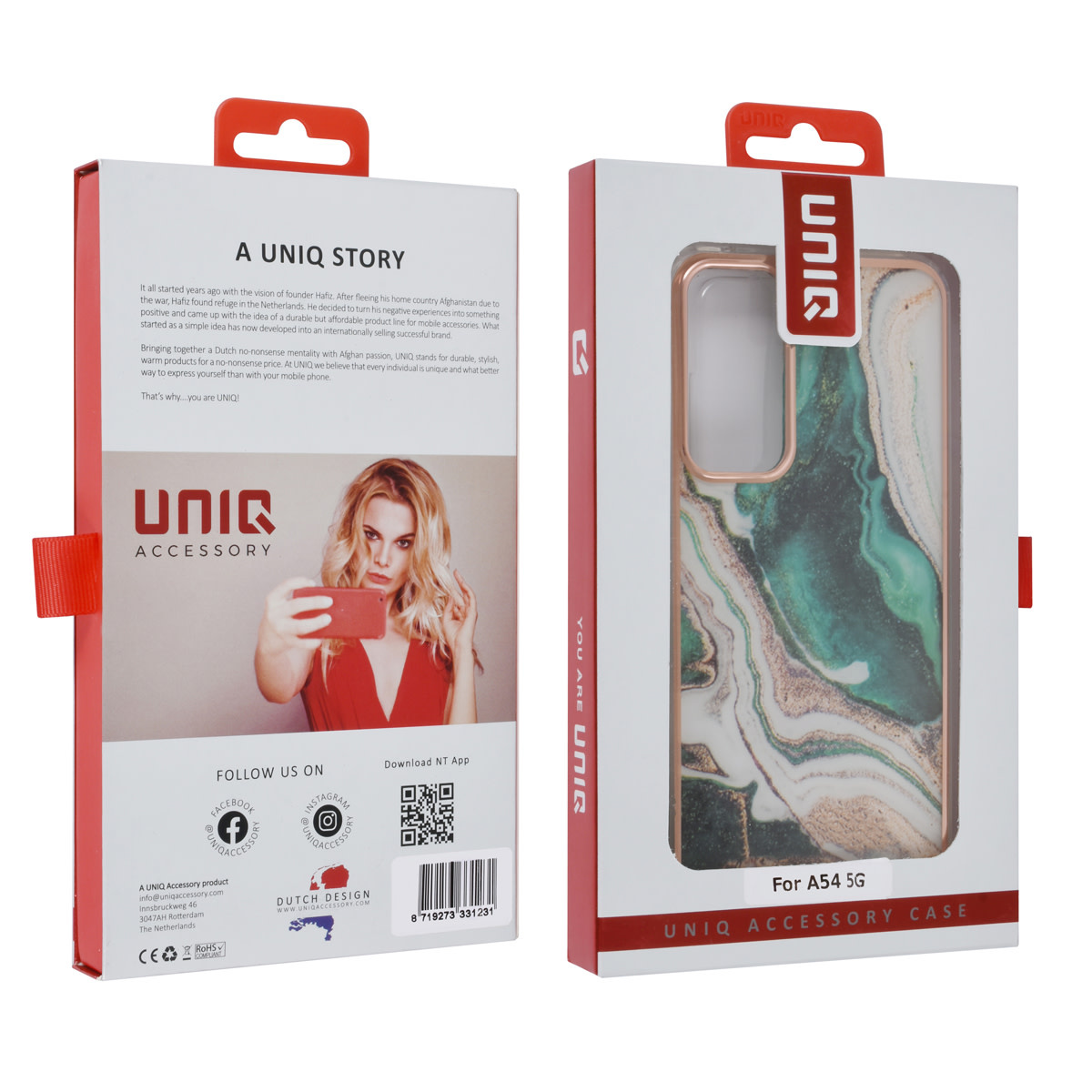 UNIQ Accessory UNIQ Accessory Galaxy A54 5G TPU Backcover - Marble Green, foto 4 van 4