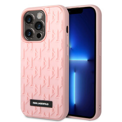 Karl Lagerfeld iPhone 14 Pro Hardcase-Rückseite - Saffiano Leather - Metal Logo - Rosa