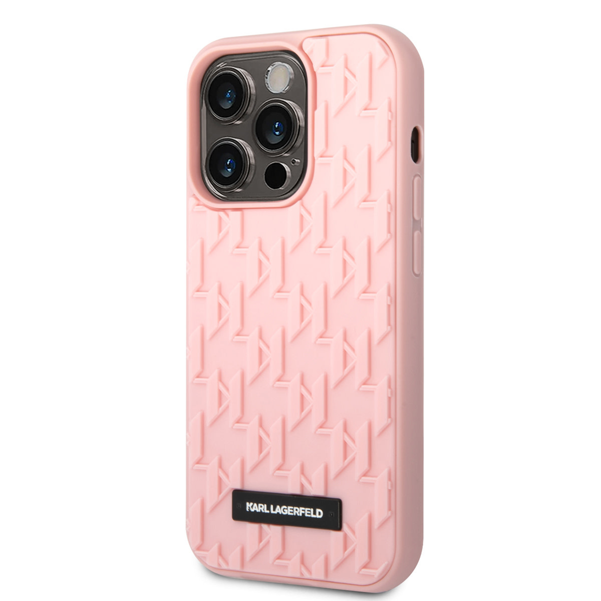Karl Lagerfeld Karl Lagerfeld iPhone 14 Pro Hardcase Backcover - Saffiano Leather - Metal Logo - Roze, foto 2 van 6