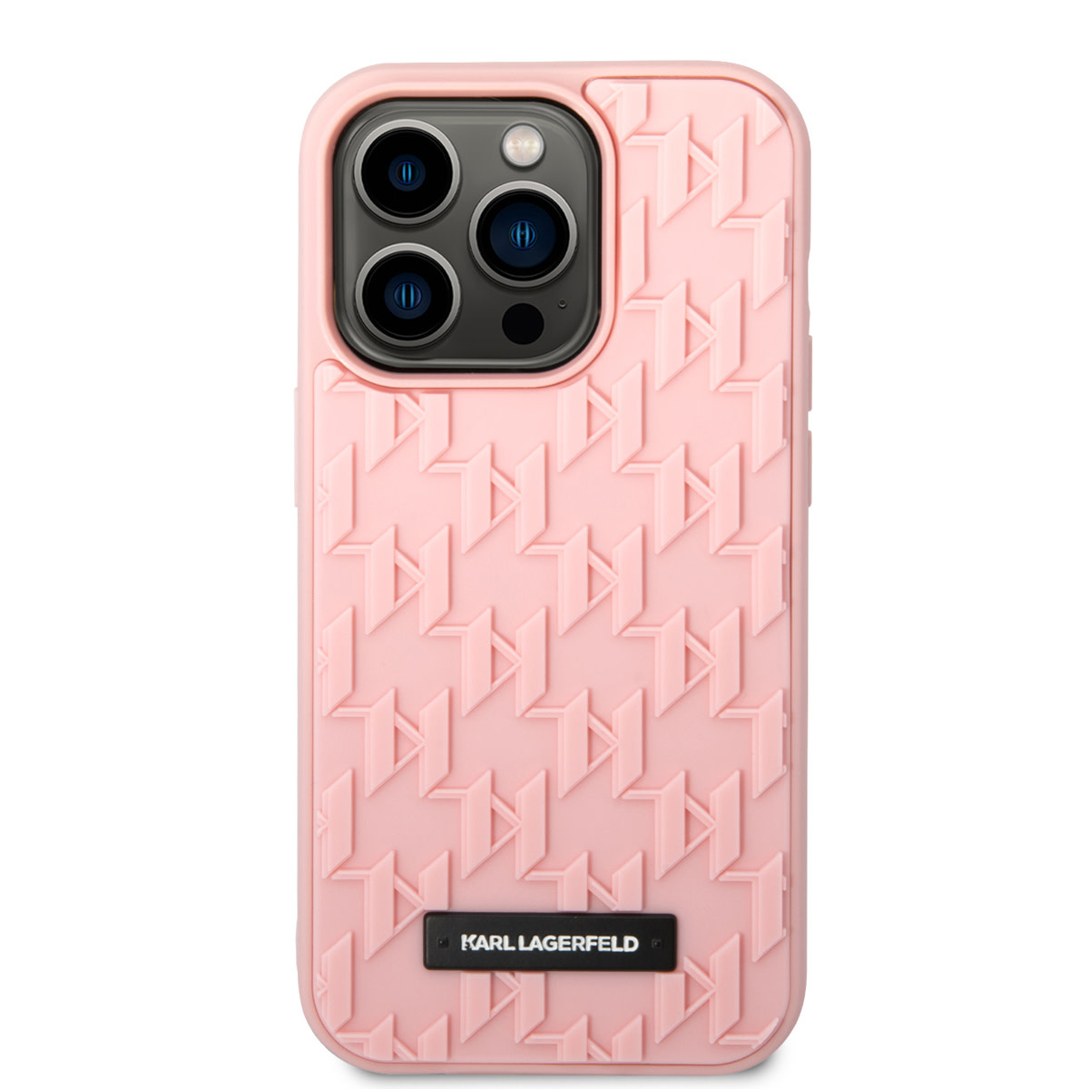 Karl Lagerfeld Karl Lagerfeld iPhone 14 Pro Hardcase Backcover - Saffiano Leather - Metal Logo - Roze, foto 3 van 6
