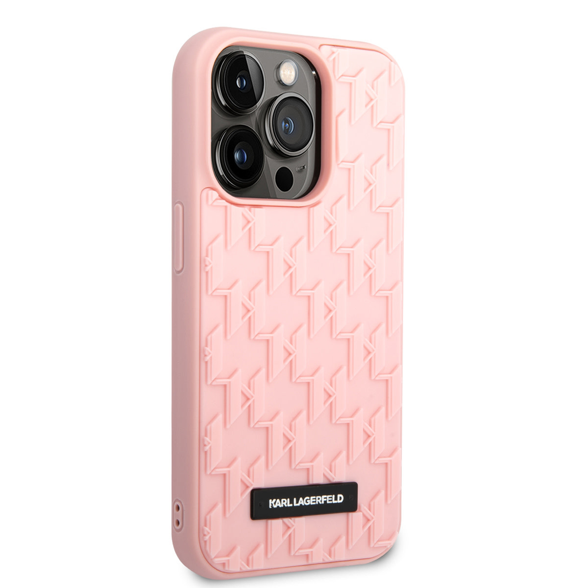 Karl Lagerfeld Karl Lagerfeld iPhone 14 Pro Hardcase Backcover - Saffiano Leather - Metal Logo - Roze, foto 4 van 6