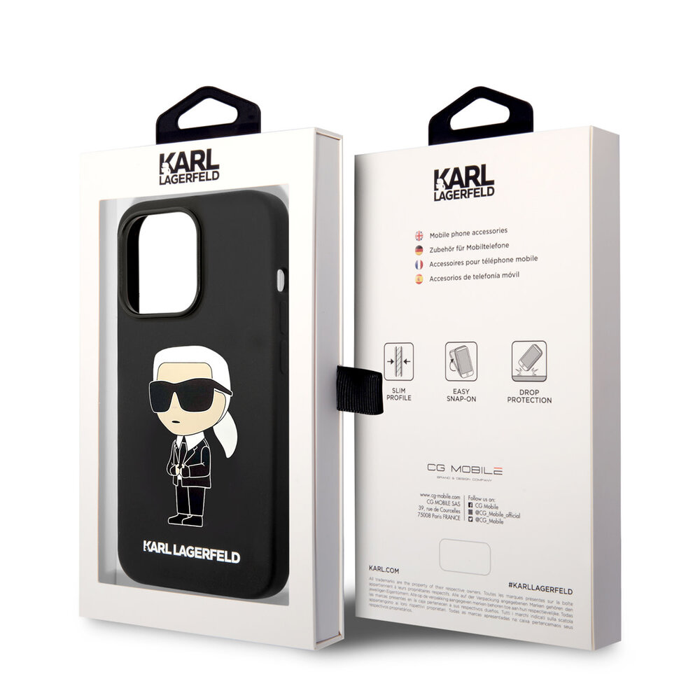 Karl Lagerfeld Karl Lagerfeld iPhone 14 Pro Hardcase Backcover - Ikonik NFT Karl - Magsafe Compatible - Zwart Karl Lagerfeld Karl Lagerfeld iPhone 14 Pro Hardcase Backcover - Ikonik NFT Karl - Magsafe Compatible - Zwart