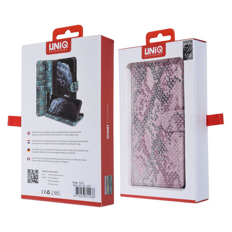 UNIQ Accessory UNIQ Accessory Galaxy S10 Pink Schlangenhaut Book-Case hul UNIQ Accessory UNIQ Accessory Galaxy S10 Pink Schlangenhaut Book-Case hul