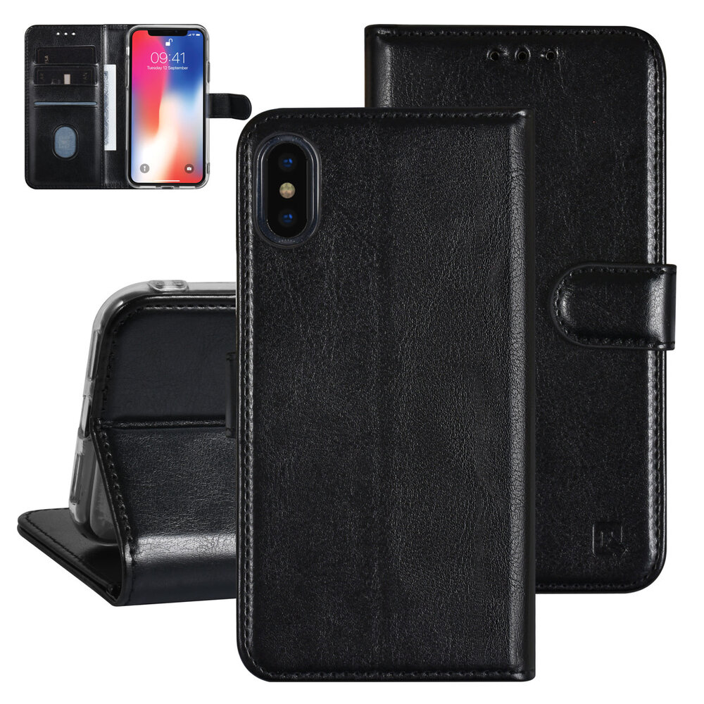UNIQ Accessory UNIQ Accessory iPhone X-Xs Book type case - Card holder for 3 cards - Magnetic closure - Black UNIQ Accessory UNIQ Accessory iPhone X-Xs Book type case - Card holder for 3 cards - Magnetic closure - Black