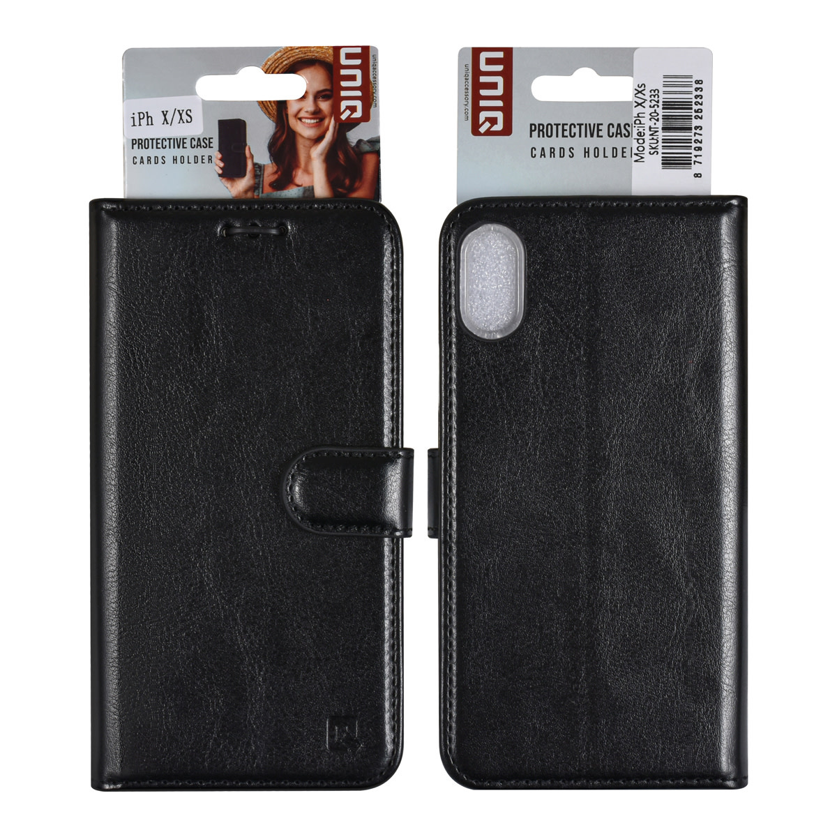 UNIQ Accessory UNIQ Accessory iPhone X-Xs Book Case hoesje - Pasjeshouder voor 3 pasjes - Magneetsluiting - Hanger - Zwart, foto 2 van 5