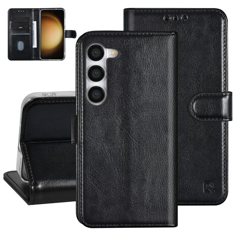 UNIQ Accessory UNIQ Accessory Galaxy S23 Book Case hoesje - Pasjeshouder voor 3 pasjes - Hanger - Zwart UNIQ Accessory UNIQ Accessory Galaxy S23 Book Case hoesje - Pasjeshouder voor 3 pasjes - Hanger - Zwart