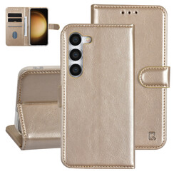 UNIQ Accessory Étui pour Samsung Galaxy S23 - Porte-cartes pour 3 cartes - Fermeture magnétique -Or