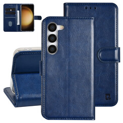 UNIQ Accessory Galaxy S23 Book Case hoesje - Pasjeshouder voor 3 pasjes - Hanger - Blauw