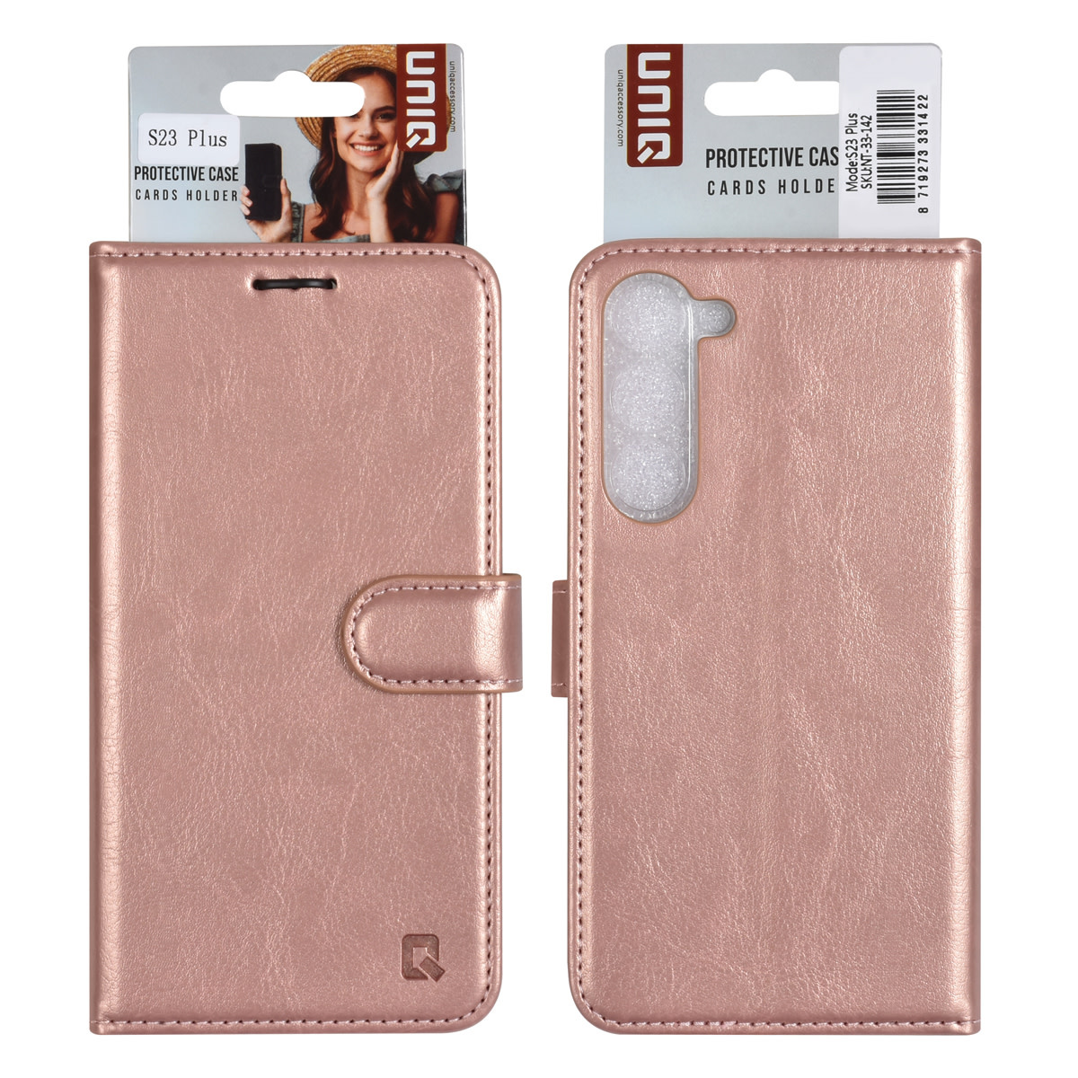 UNIQ Accessory UNIQ Accessory Galaxy S23 Plus Book Case hoesje - Pasjeshouder voor 3 pasjes - Hanger - Rose Gold, foto 2 van 5