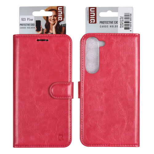 UNIQ Accessory UNIQ Accessory Galaxy S23 Plus Book Case hoesje - Pasjeshouder voor 3 pasjes - Hanger - Felroze