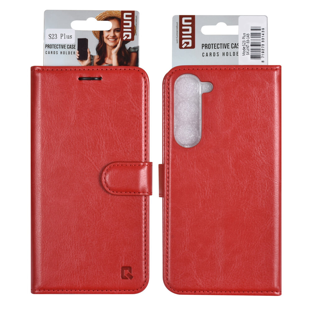 UNIQ Accessory UNIQ Accessory Galaxy S23 Plus Book type case - Card holder for 3 cards - Magnetic closure - Red UNIQ Accessory UNIQ Accessory Galaxy S23 Plus Book type case - Card holder for 3 cards - Magnetic closure - Red