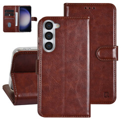 UNIQ Accessory Galaxy S23 Plus Book Case hoesje - Pasjeshouder voor 3 pasjes - Hanger - Bruin