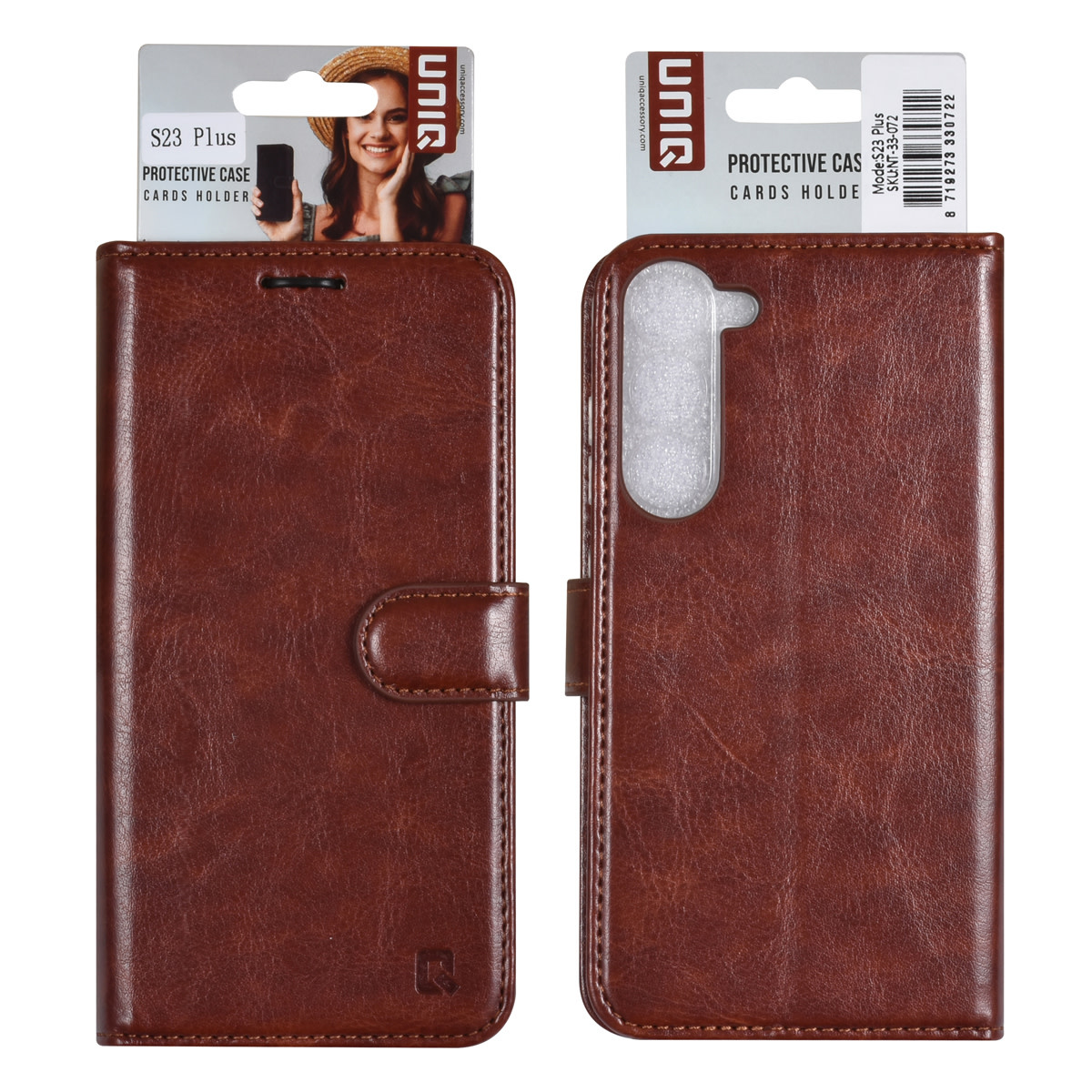 UNIQ Accessory UNIQ Accessory Galaxy S23 Plus Book Case hoesje - Pasjeshouder voor 3 pasjes - Hanger - Bruin, foto 2 van 5