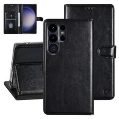 UNIQ Accessory Galaxy S23 Ultra Book type case - Card holder for 3 cards - Magnetic closure - Black