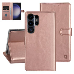 UNIQ Accessory Étui pour Samsung Galaxy S23 Ultra - Porte-cartes pour 3 cartes - Fermeture magnétique -Rose Gold