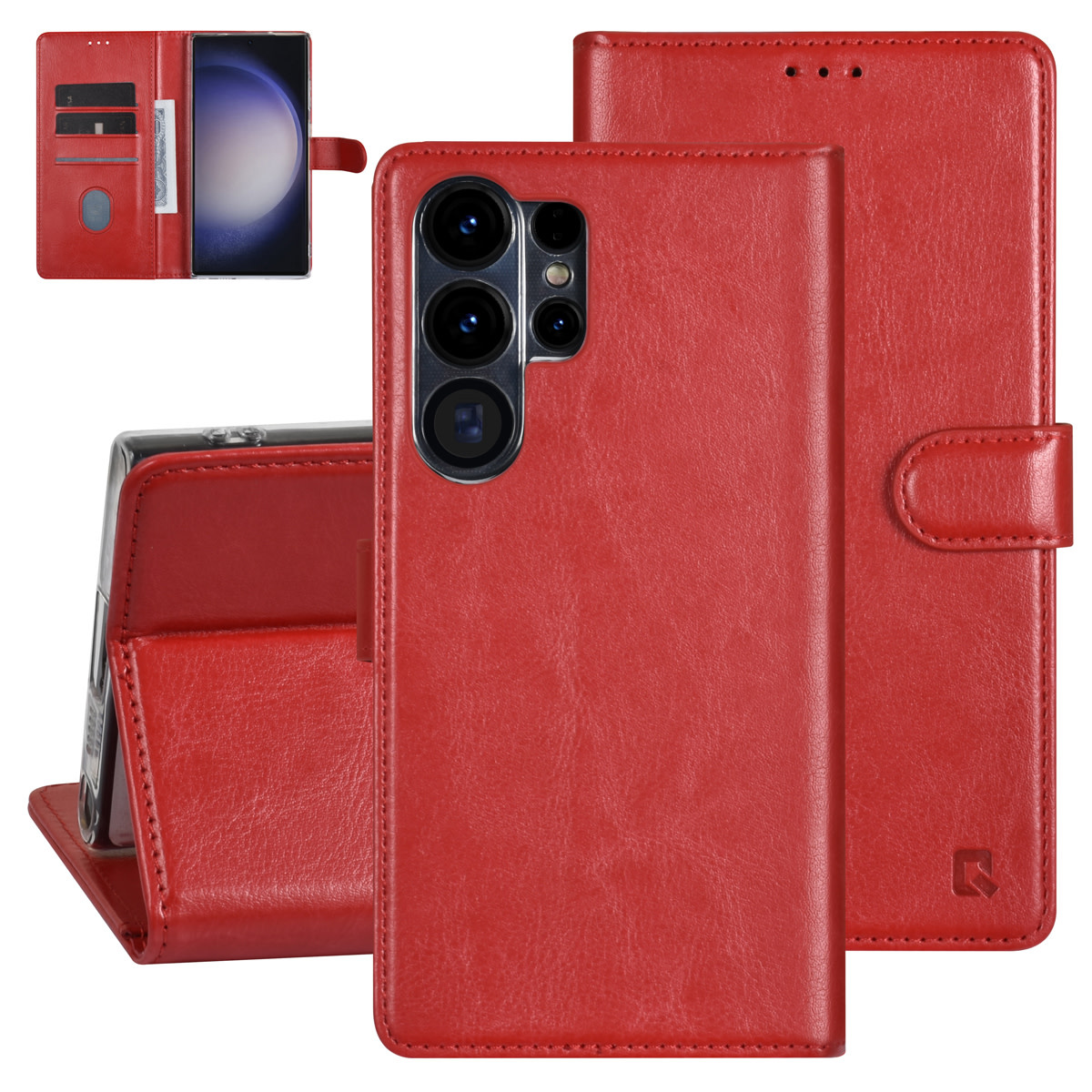 UNIQ Accessory UNIQ Accessory Galaxy S23 Ultra Book Case hoesje - Pasjeshouder voor 3 pasjes - Hanger - Rood