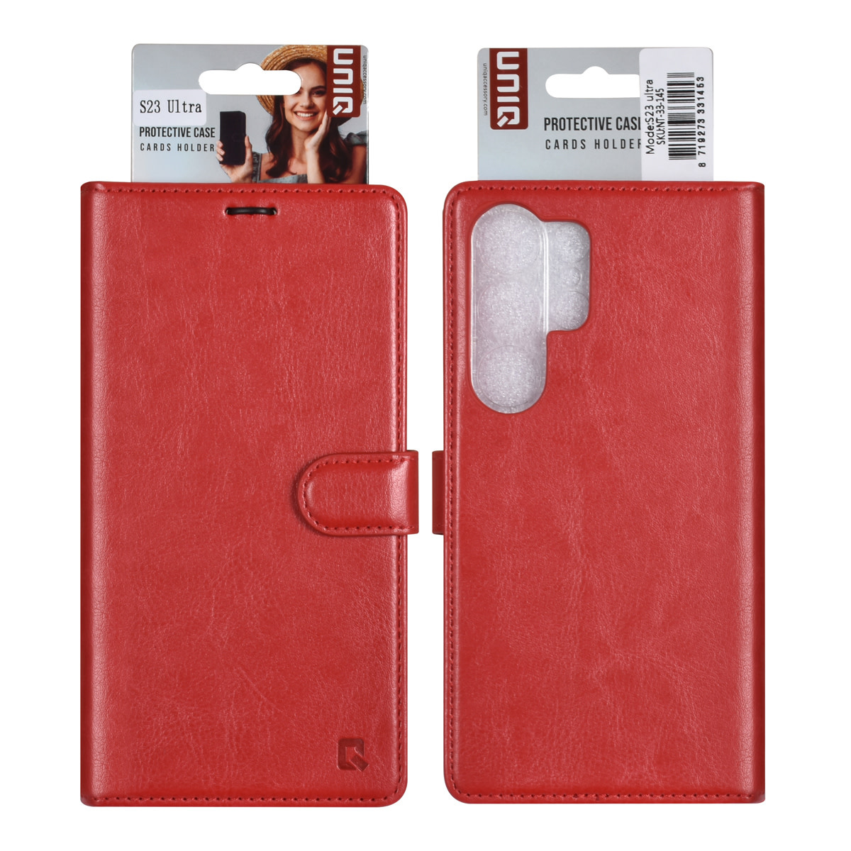 UNIQ Accessory UNIQ Accessory Galaxy S23 Ultra Book Case hoesje - Pasjeshouder voor 3 pasjes - Hanger - Rood, foto 2 van 5