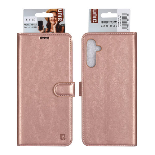 UNIQ Accessory UNIQ Accessory Galaxy A14 5G Book type case - Card holder for 3 cards - Magnetic closure - Rose Gold