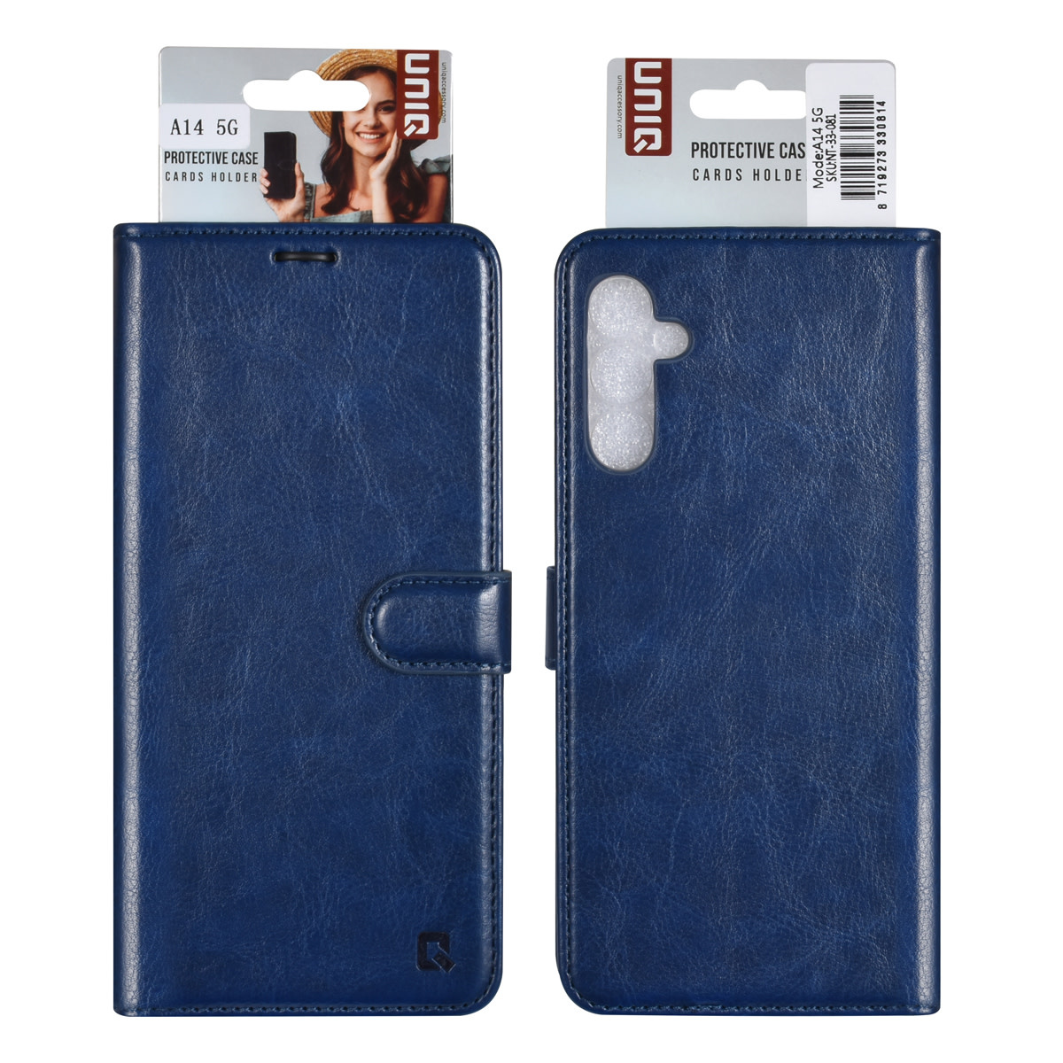 UNIQ Accessory UNIQ Accessory Galaxy A14 5G Book Case hoesje - Pasjeshouder voor 3 pasjes - Hanger - Blauw, foto 2 van 5
