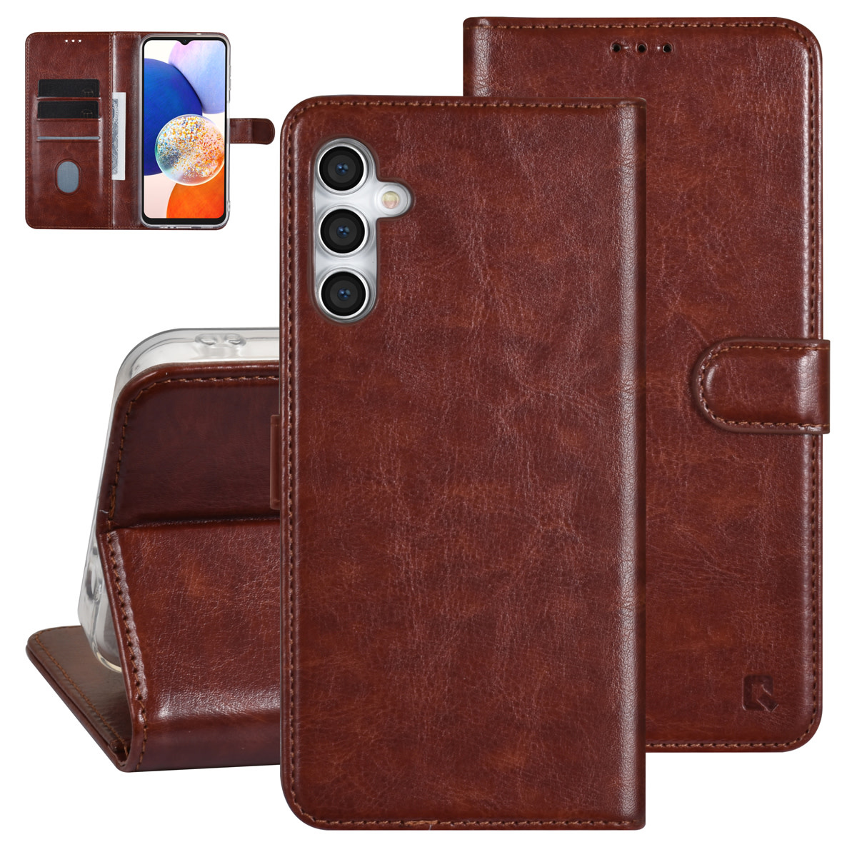 UNIQ Accessory UNIQ Accessory Galaxy A14 5G Book Case hoesje - Pasjeshouder voor 3 pasjes - Hanger - Bruin