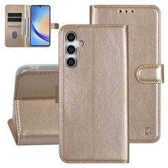 UNIQ Accessory Galaxy A34 5G Book Case hoesje - Pasjeshouder voor 3 pasjes - Hanger - Goud