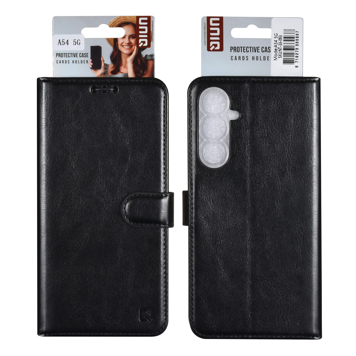 UNIQ Accessory UNIQ Accessory Galaxy A54 5G Book Case hoesje - Pasjeshouder voor 3 pasjes - Hanger - Zwart, foto 2 van 5