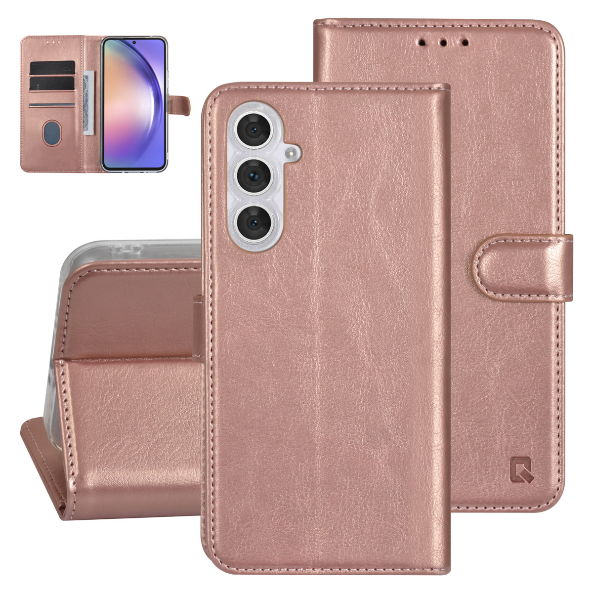 UNIQ Accessory UNIQ Accessory Galaxy A54 5G Book Case hoesje - Pasjeshouder voor 3 pasjes - Hanger - Rose Gold