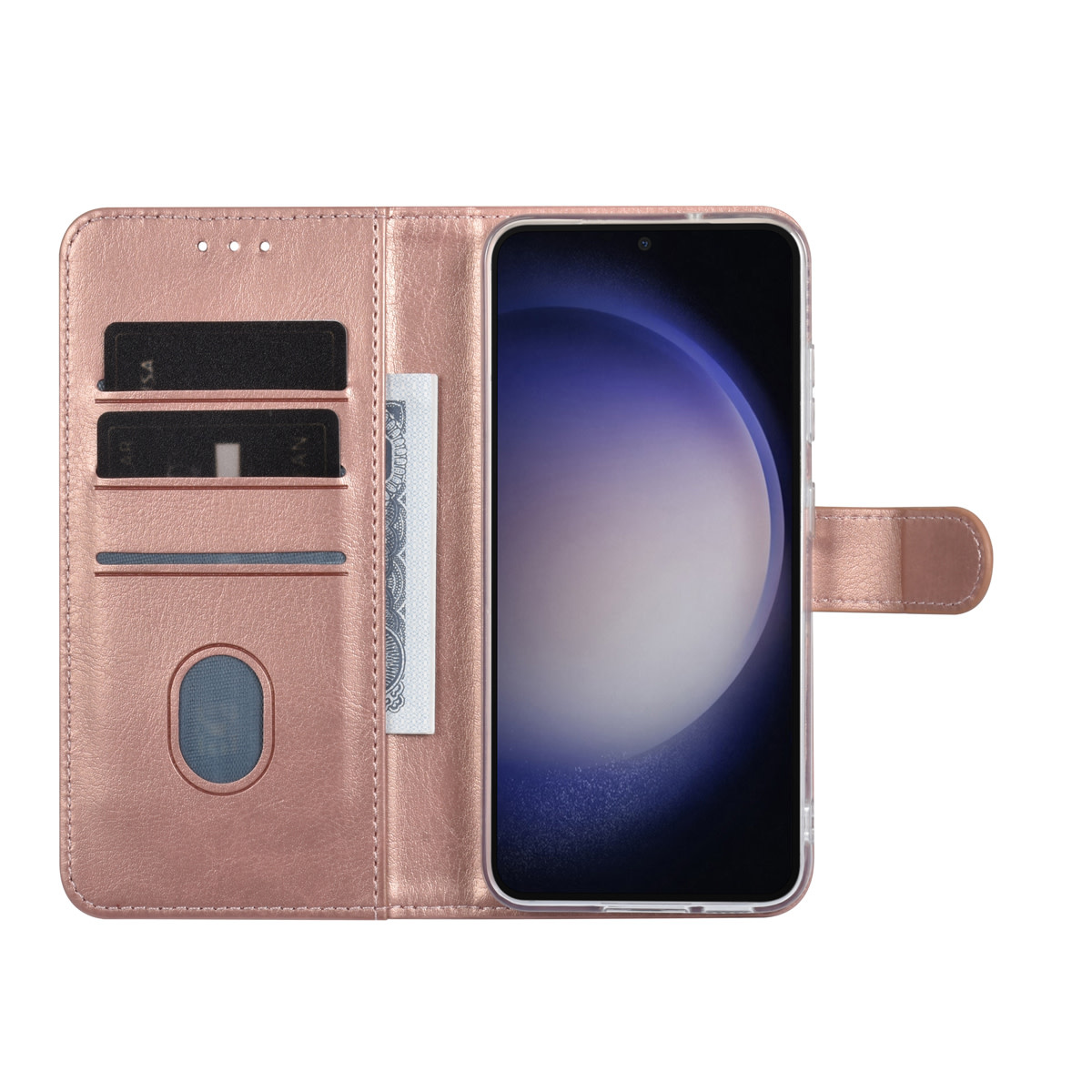 UNIQ Accessory UNIQ Accessory Galaxy S23 Plus Book Case hoesje - Pasjeshouder voor 3 pasjes - Hanger - Rose Gold, foto 5 van 5