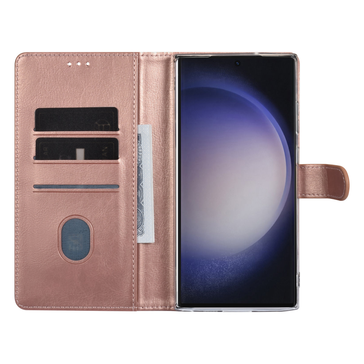 UNIQ Accessory UNIQ Accessory Galaxy S23 Ultra Book Case hoesje - Pasjeshouder voor 3 pasjes - Hanger - Rose Gold, foto 5 van 5