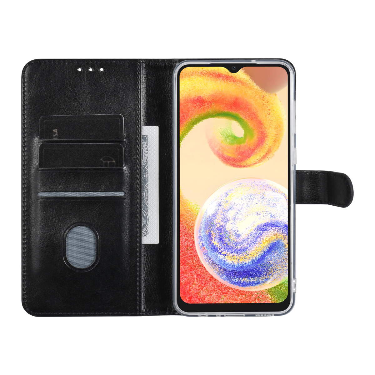 UNIQ Accessory UNIQ Accessory Galaxy A04 Book Case hoesje - Pasjeshouder voor 3 pasjes - Hanger - Zwart, foto 5 van 5