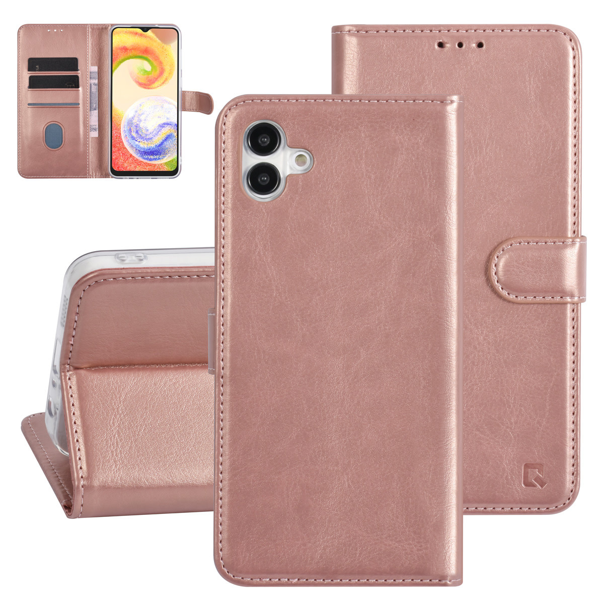 UNIQ Accessory UNIQ Accessory Galaxy A04 Book Case hoesje - Pasjeshouder voor 3 pasjes - Hanger - Rose Gold