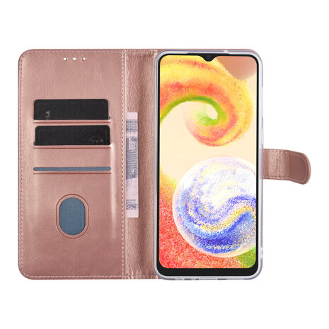 UNIQ Accessory UNIQ Accessory Galaxy A04 Book Case hoesje - Pasjeshouder voor 3 pasjes - Hanger - Rose Gold UNIQ Accessory UNIQ Accessory Galaxy A04 Book Case hoesje - Pasjeshouder voor 3 pasjes - Hanger - Rose Gold